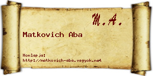 Matkovich Aba névjegykártya